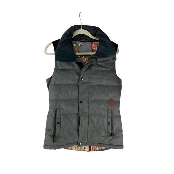 Volcom Women's Gray Puffer Vest W/ Hood Size S Outdoor Gorpcore Casual - Picture 1 of 7